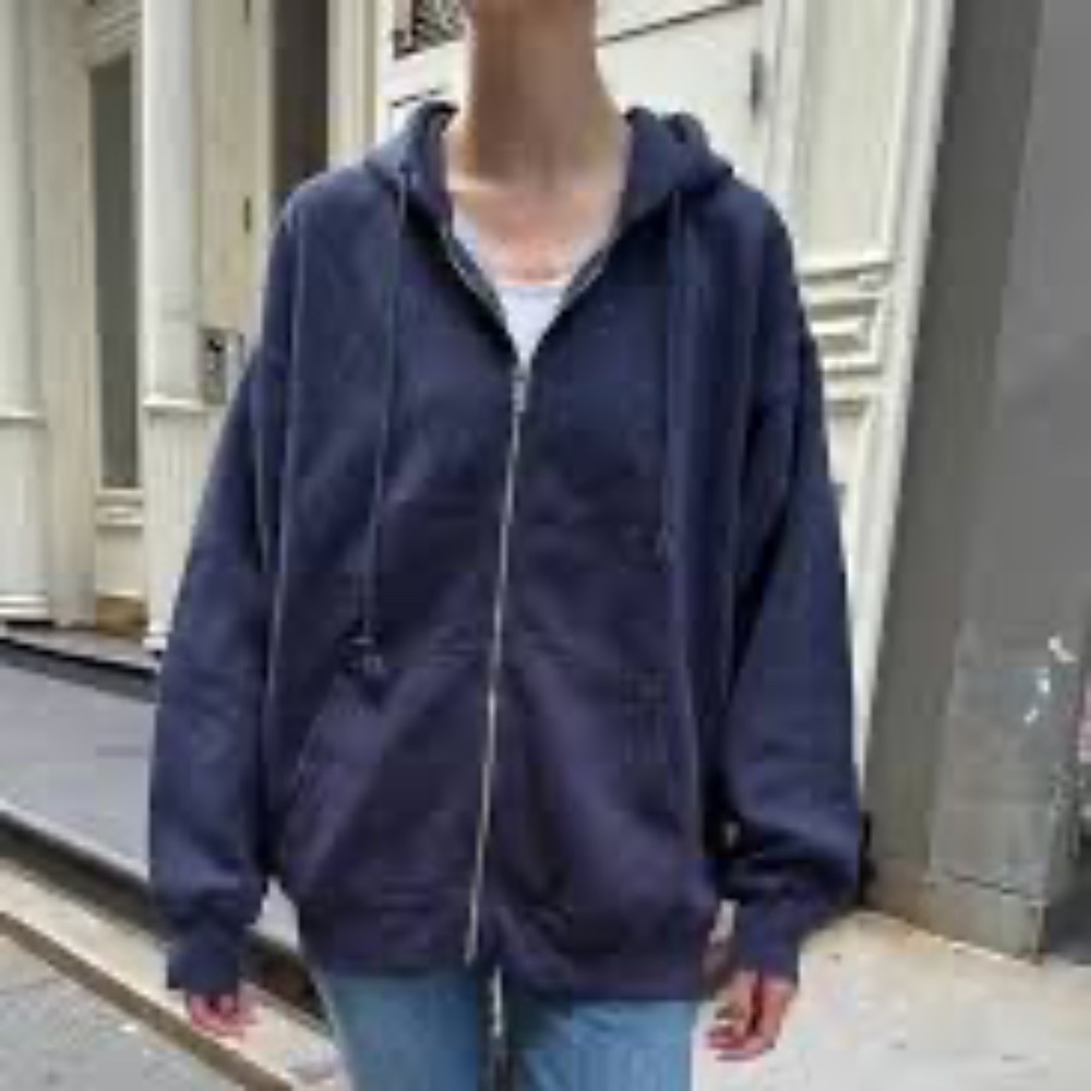 Navy Brandy Melville zip up Christi hoodie